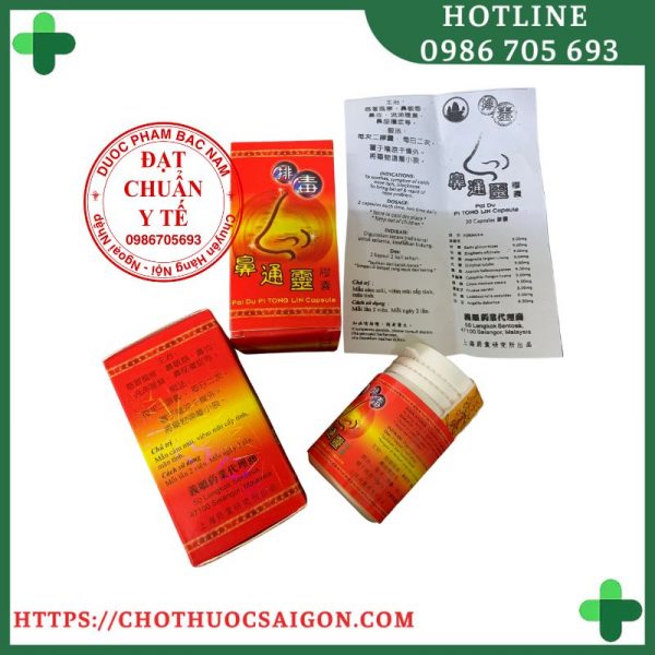 Pai du pi tong lin capsule, tỷ viêm linh đỏ Malaysia _ thuốc trị viêm xoang, viêm mũi